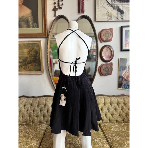 L'ecole des Femmes Silk Black St.Tropez Dress Size Medium (6) - Picture 4 of 7